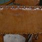 6 Oak Leather Dining Chairs - Cromwellian Style