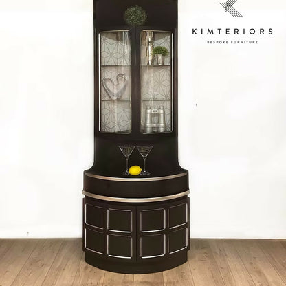Nathan Black and Silver Corner Cabinet