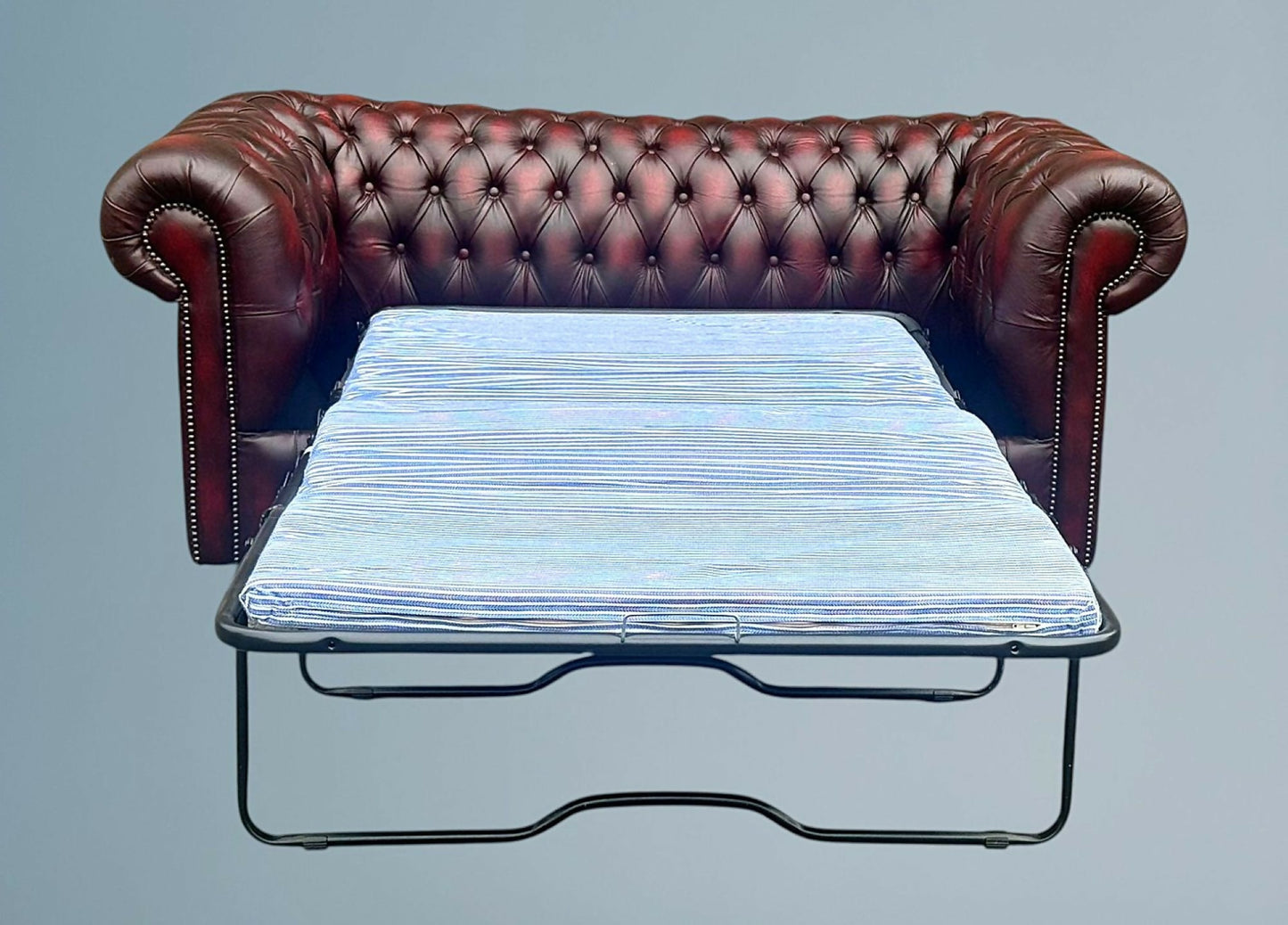 English Leather Chesterfield Sofa Bed / Settee