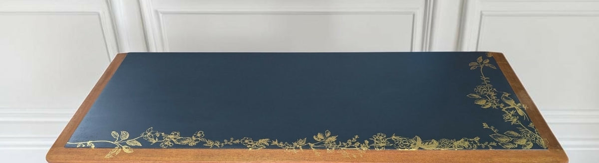 Stag minstrel navy blue gold console table dressing table desk