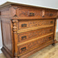 Chest of Drawers Antique French Style Oak Marble Top Carved Cabinet LOT 6450