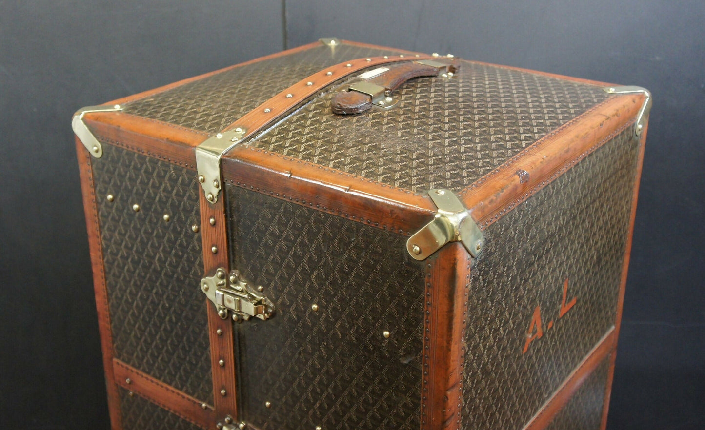 Luxury Antique Wardrobe Trunk by Goyard with Key