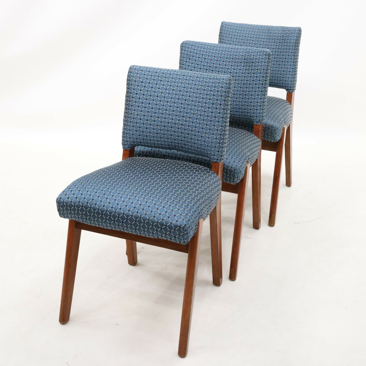 3 Retro Teak Chairs Blue/Teal Upholstery Scandinavian Style FREE UK Delivery. SBR8497/2710C