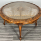 Coffee Table Vintage French Louis XIV Glass Top Ornate Cane Round Table LOT 3941