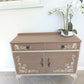 Elegant Vintage Taupe Cabinet Sideboard with Queen Anne Legs