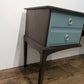 Vintage Stag Minstrel Dressing Table, Desk Dark Wood and Green Blue. Painted Upcycled Furniture