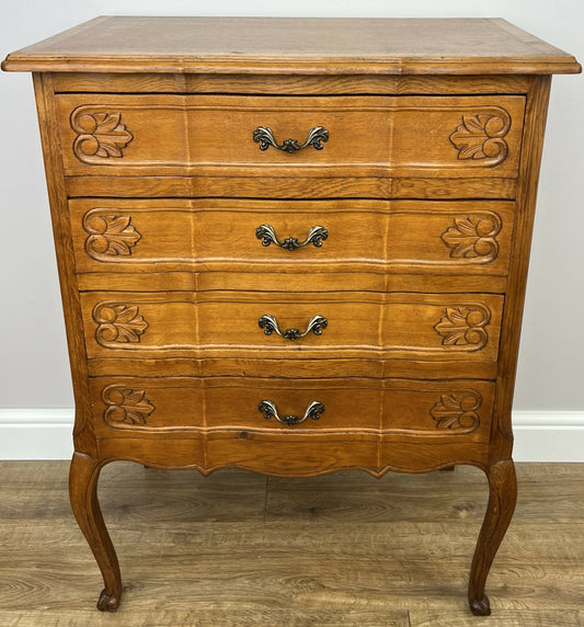 Chest of Drawers Vintage French Louis Oak 4 Drawers Carved Cabinet LOT 6299