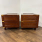 Pair of Campaign Style Hardwood Bedside Chests