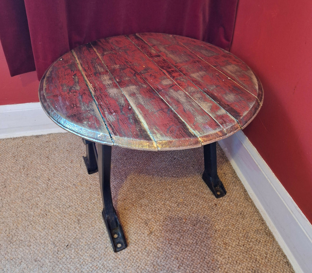 “Ambulance Legs” Whisky Barrel Top Coffee Table