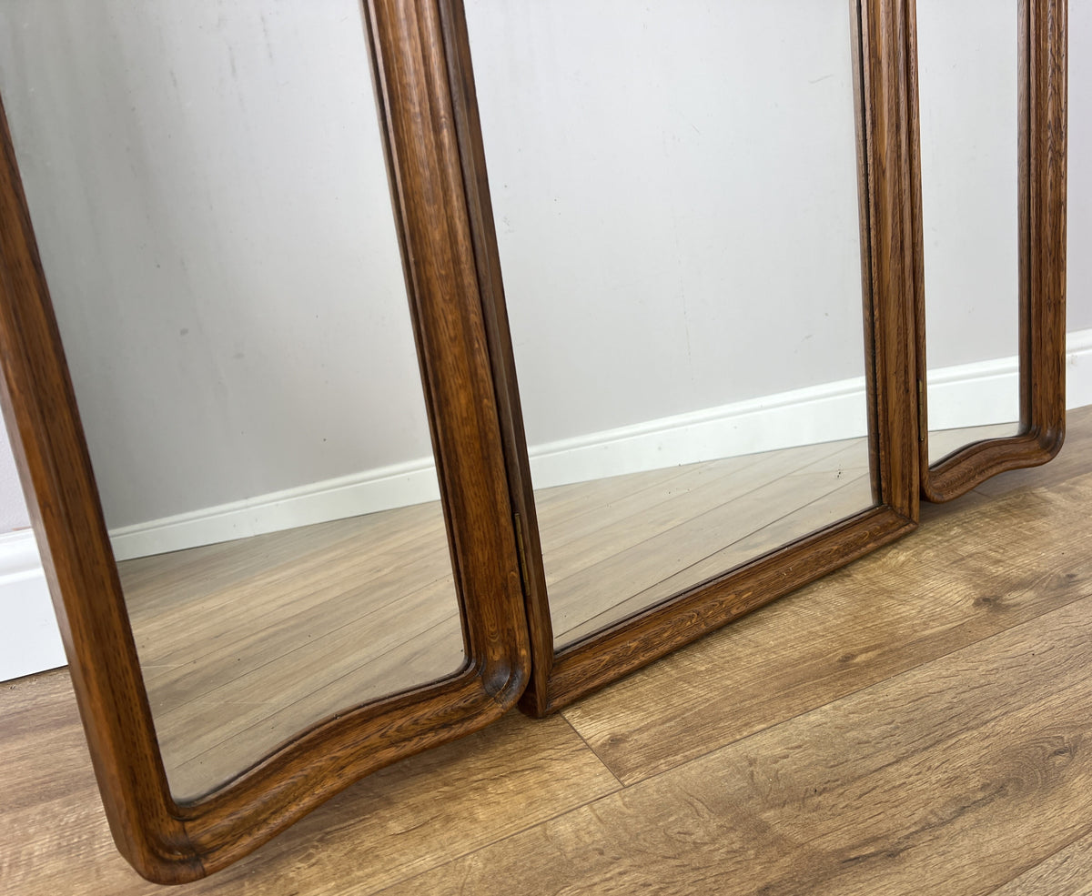 Mirror Vintage French Style Oak Carved Triple Folding Vanity Mirror LOT 6542