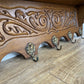 Coat Rack Vintage French Oak Wall Mounted 5 Hooks Carved Rack Hanger LOT 6204