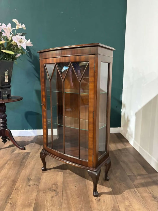 Vintage Mahogany Bow Front Display Cabinetb