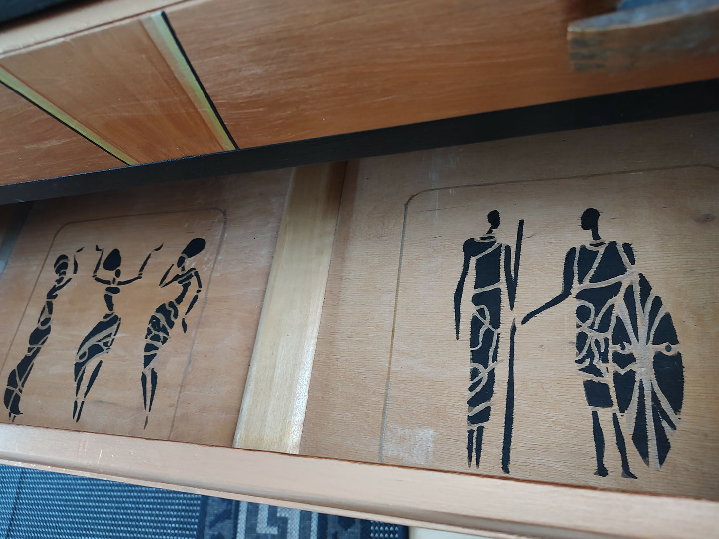 THE AFRICAN ASPECTS UPCYCLED - ONE-OFF FURNITURE ART “Echoes of Her” black, gold and copper bureau
