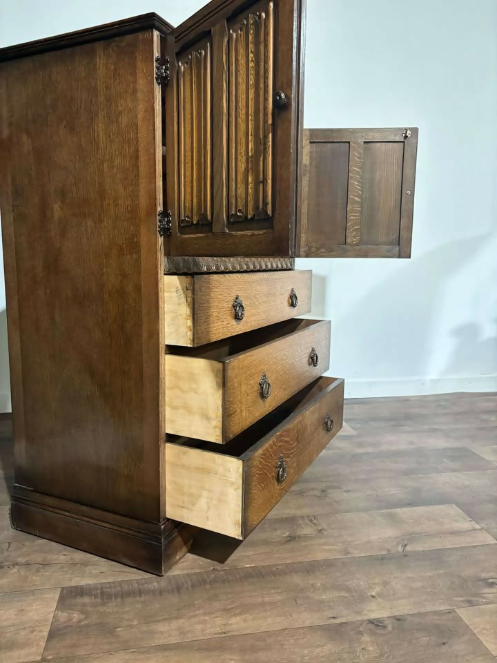 Vintage Oak Priory Tall Boy2
