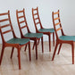 Mid century leather Danish dining chairs by Kai Kristiansen set of 4