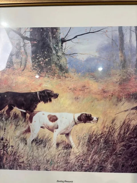 Framed “Hunting Pheasants” Print After Eugene Petit – 19th Century Sporting Scene