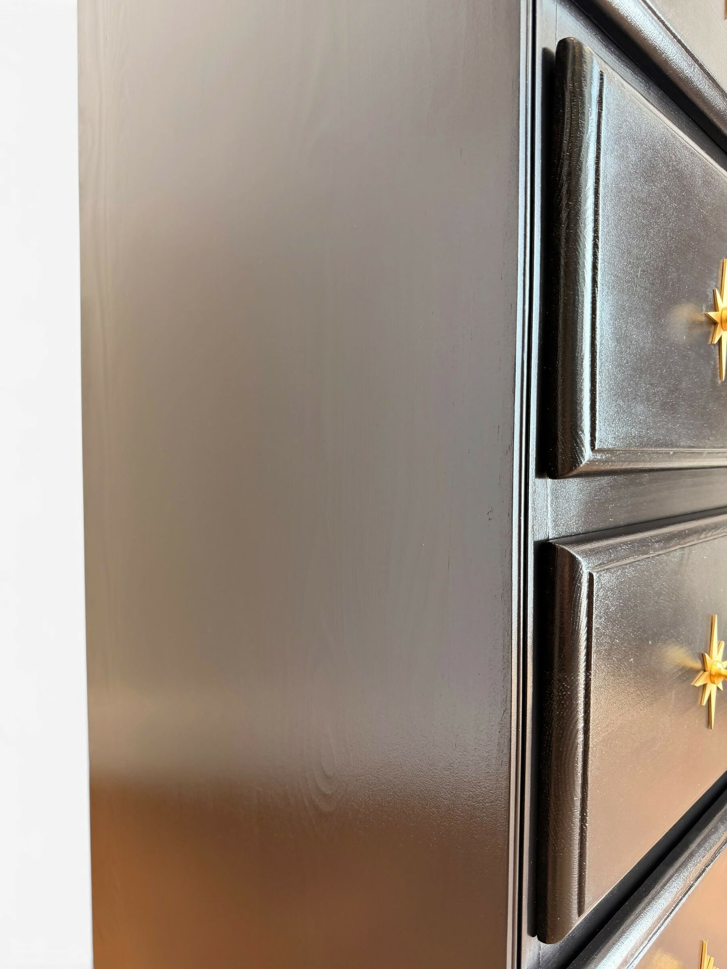 Luxury Black Starburst Chest of Drawers | Solid Wood | Vintage Refurbished Bespoke Furniture