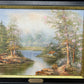 Painting Vintage French Style Signed Landscape Lake Cottage Framed LOT 6469