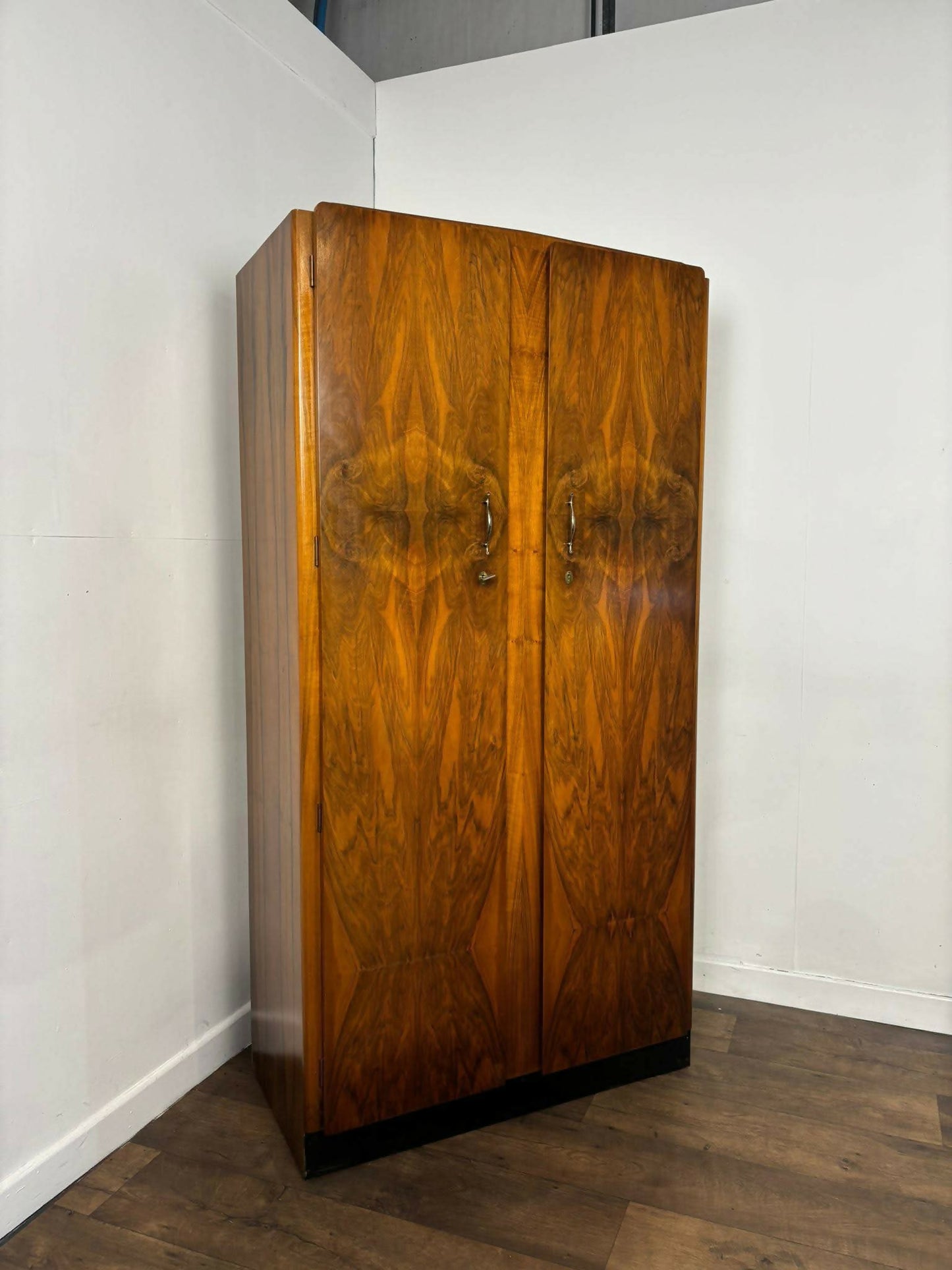 1950's Vintage Walnut Gents Wardrobe