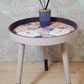 Upcycled Wooden Side End Table | Vintage Hand Painted Chic Bedside Plant Stand Pink & Purple
