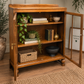 Solid Oak bookcase display cabinet slimline adjustable shelves