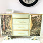 Upcycled French Provincial Cabinet in Sage Green and Tropical Jungle ,Upcycled Statement Furniture