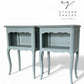 French oak bedside tables pale blue