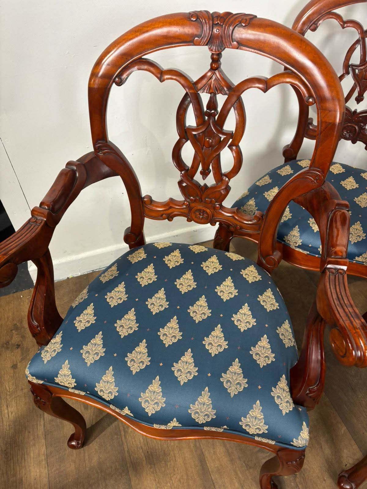 Set of Six Reproduction French Style Mahogany Dining Chairs