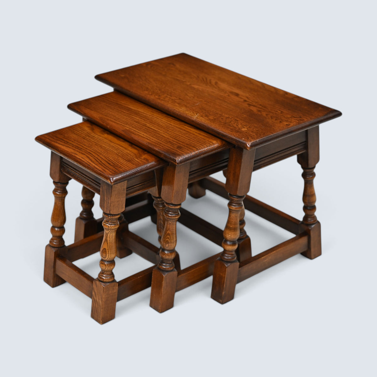 Old Charm Nest of 3 Tables Tudor Brown Finish Model 1494 FREE UK Delivery*