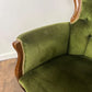 Reproduction Mahogany Green Velvet Upholstered Armchair – Furnishings Italia