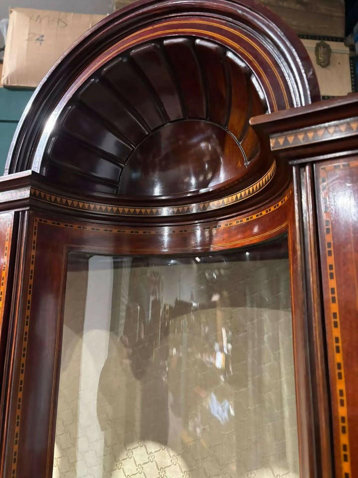 Edwardian inlaid mahogany display cabinet