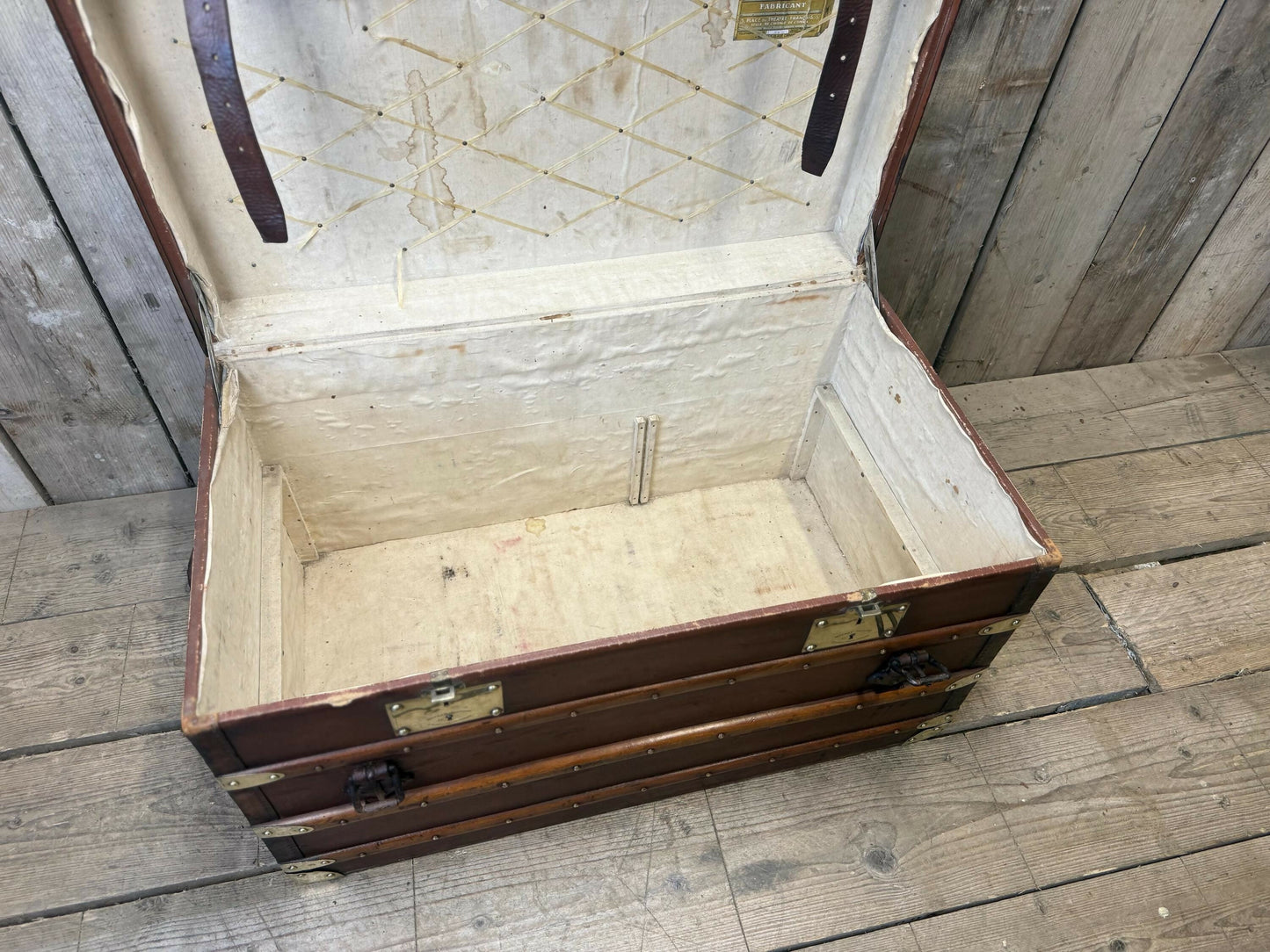 Moynat antique leather travel trunk