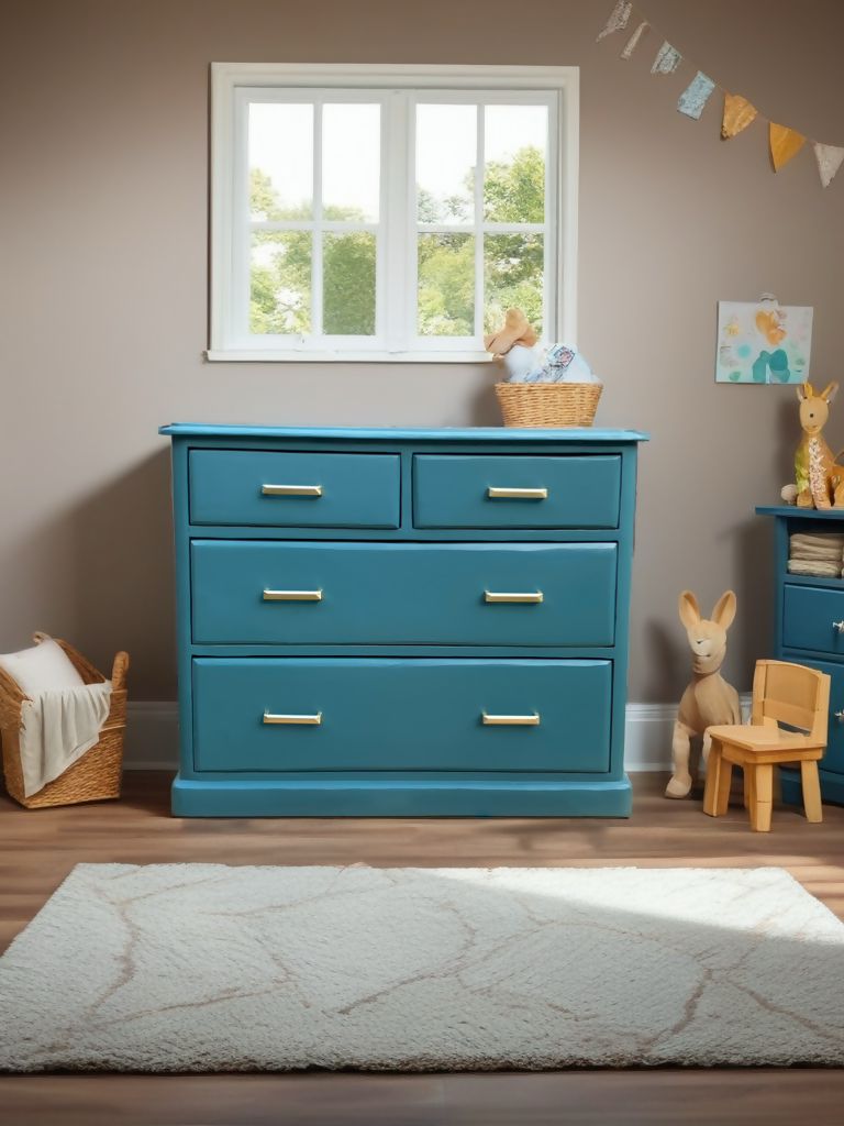 Deep Blue Serenity Chest – Golden Details for a Touch of Luxury