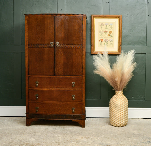 Oak Tallboy Linen Cabinet 1930s - 1940s
