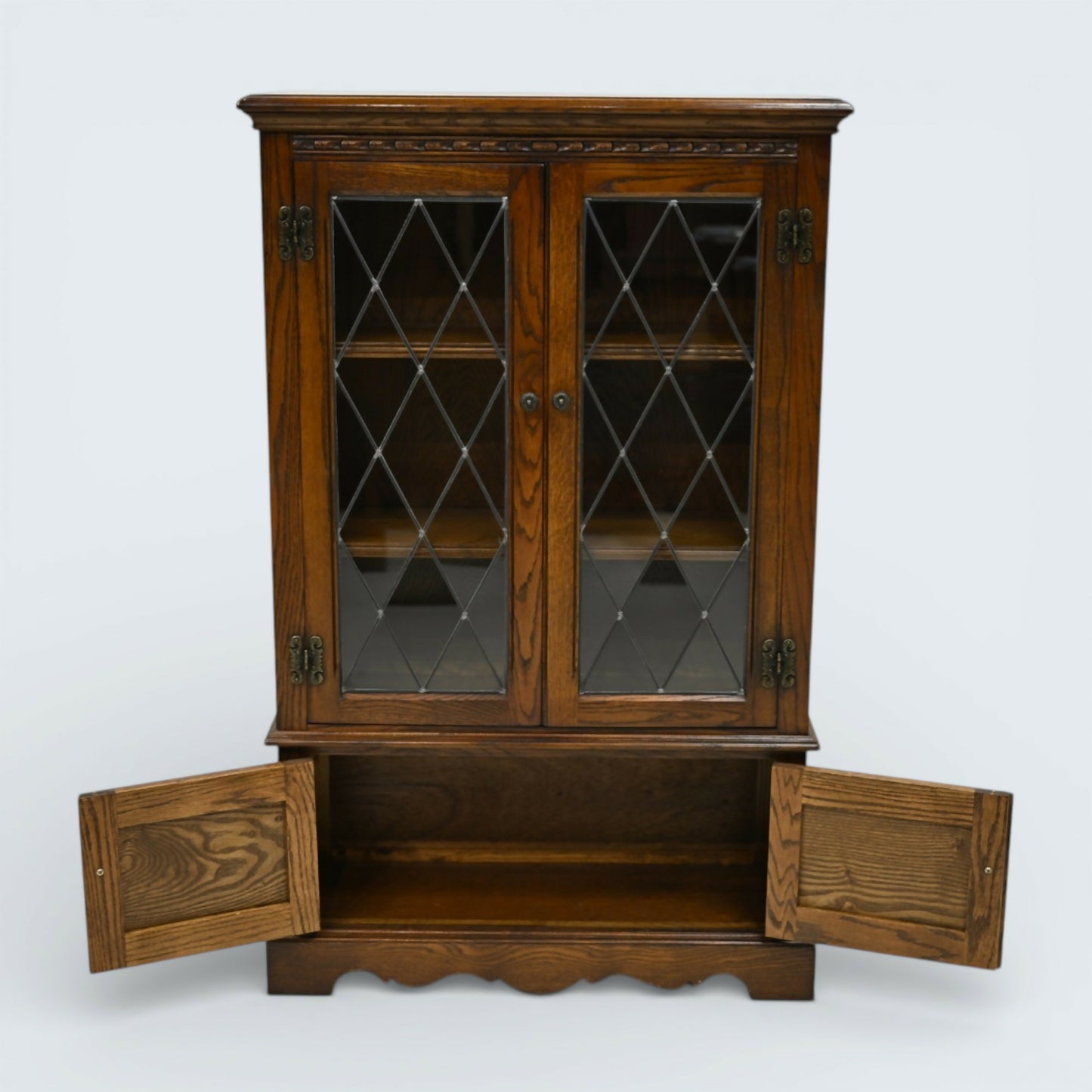 Old Charm Vintage Display Cabinet Bookcase 2 Shelves Carvings FREE UK Delivery
