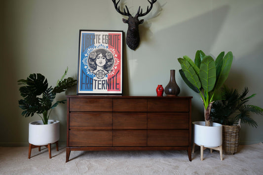 Nine Drawer Vintage Chest In Figured Walnut – Canada, C. 1960s