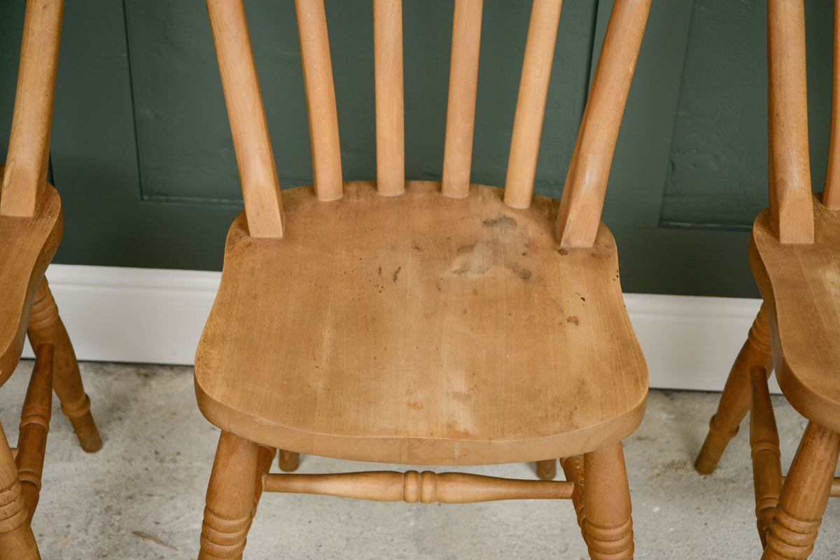6 Rustic Farmhouse Dining Chairs - Beech - Etak Riahc