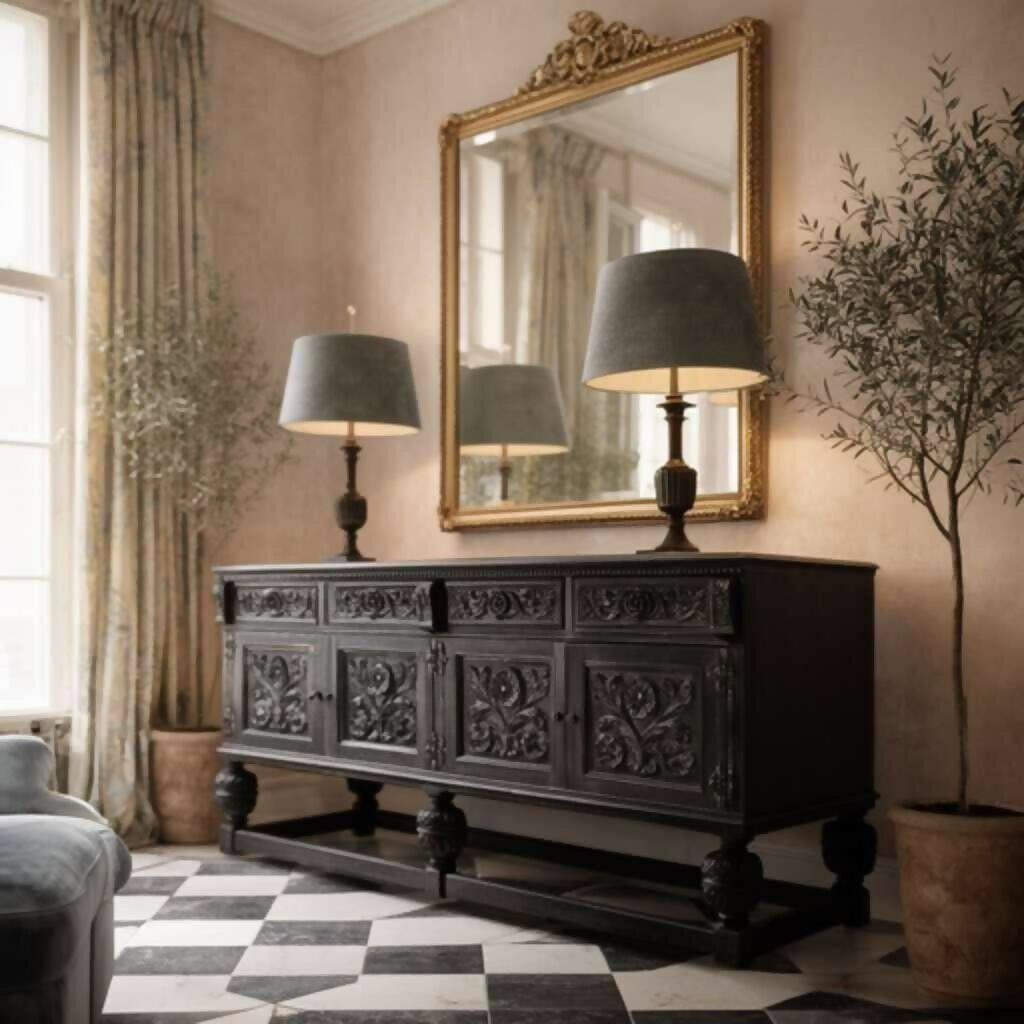 Vintage Black Sideboard, French Style Storage Cabinet