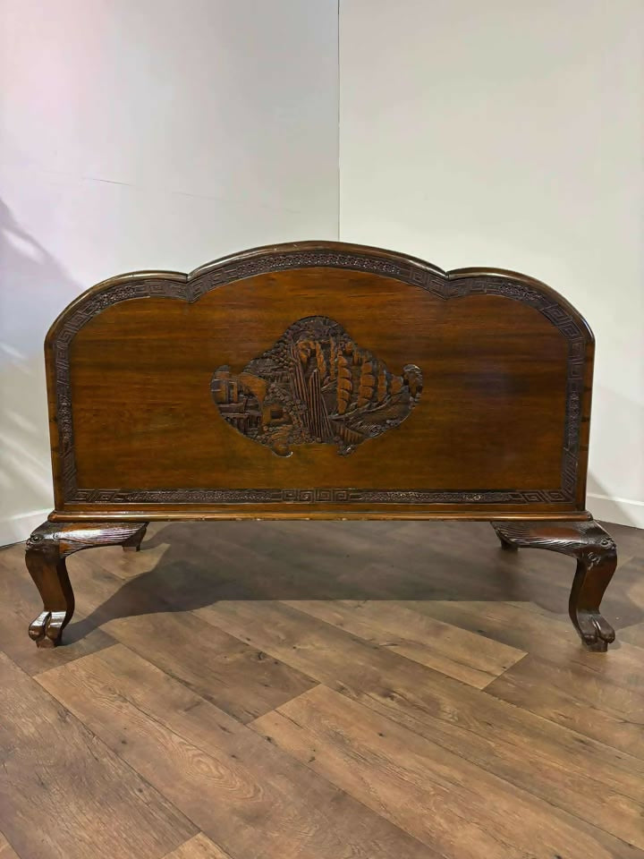 Oriental 1920s Cloud Shaped Carved Cabinet (Camphor Wood)