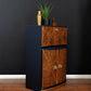 "Diamonte' Burr Walnut Cocktail Cabinet, Vintage 1950 Narrow Drinks Cocktail Cabinet