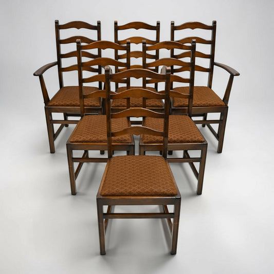 6 Ercol Dining Chairs 1970s Ladderback Drop On Seats Blue Label FREE UK Delivery