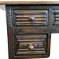 Vintage 1930s Solid Wood Desk 5 Drawer Console Table Carved Front 109cm