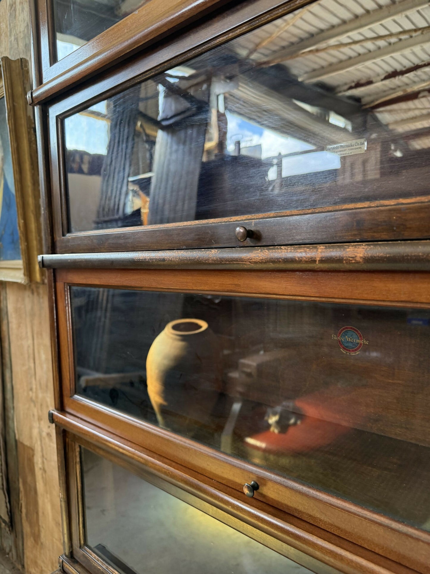 Vintage Modular Globe Wernicke Solicitor Barrister Six Stack Bookcase Glazed Cupboards, c1930
