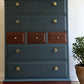 Stag Minstrel Chest of Drawers Upcycled in Two-Tone of Blue