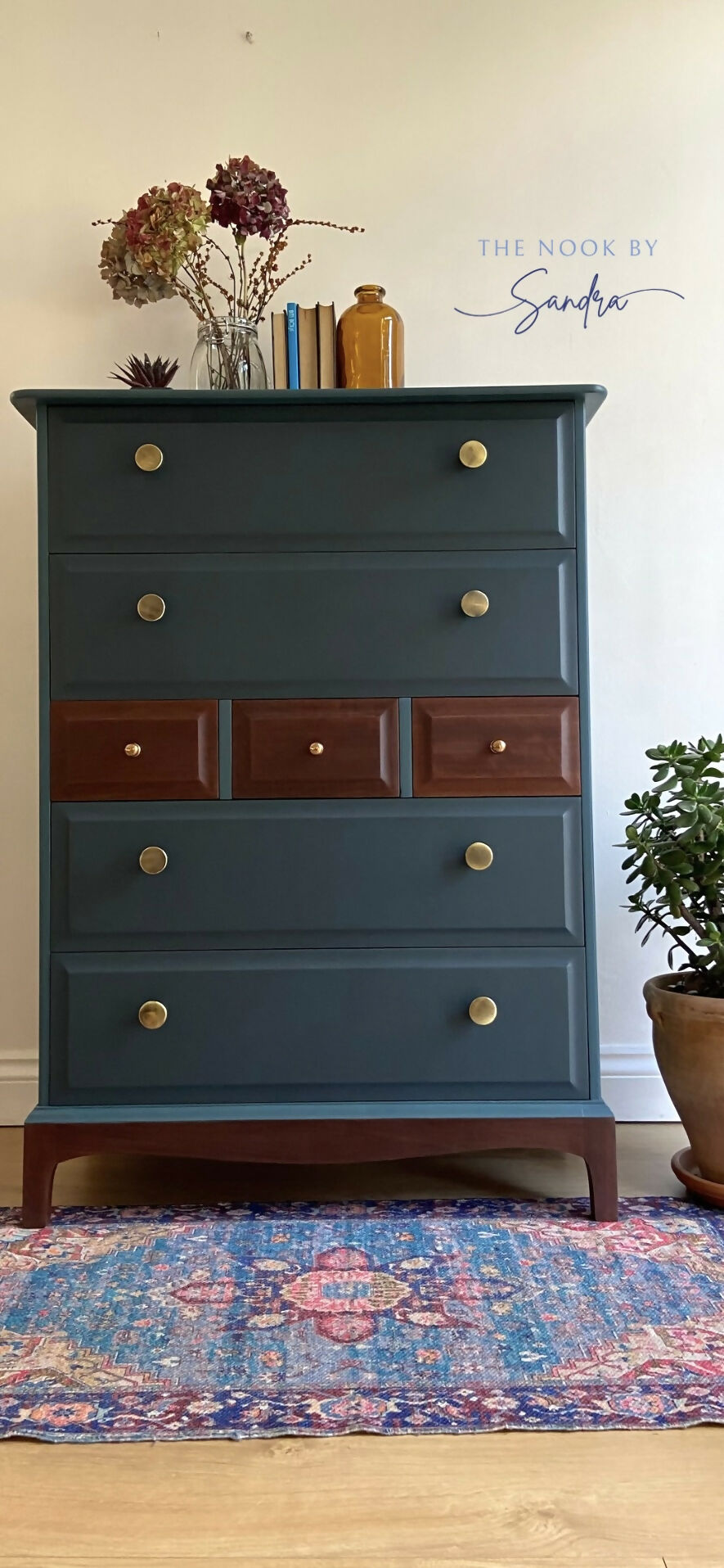 Stag Minstrel Chest of Drawers Upcycled in Two-Tone of Blue