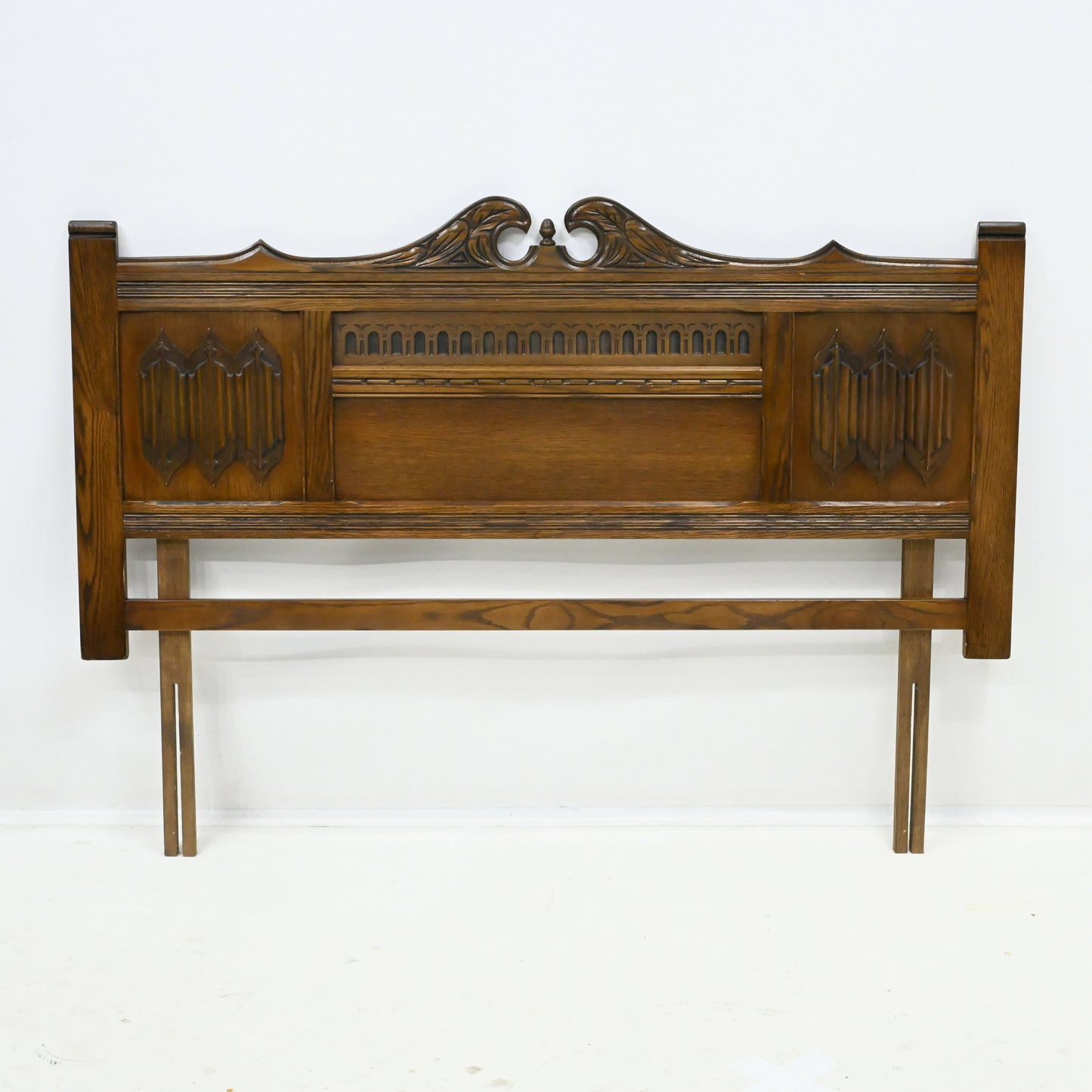 Old Charm Double Headboard Vintage Oak Gothic Carvings FREE UK Delivery*