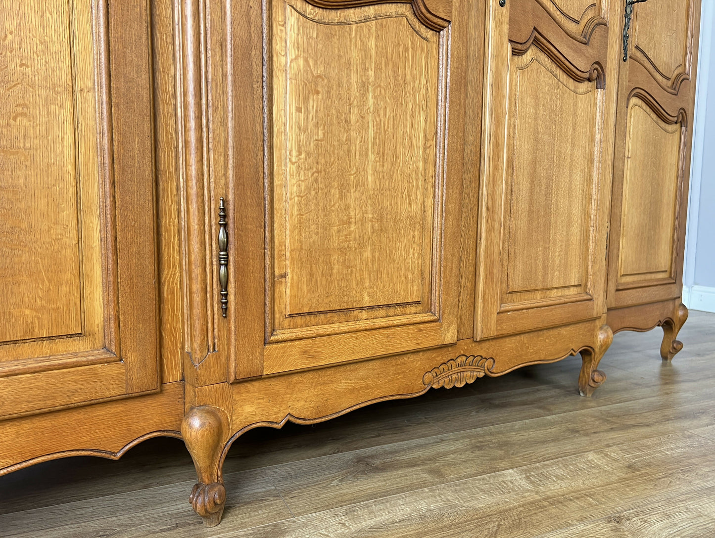 Wardrobe Vintage French Louis XVI Style Oak Four Door Carved Armoire LOT 6400