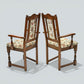 2 Old Charm Dining Chairs Carvers Solid Oak Tudor Brown Trellis FREE UK Delivery