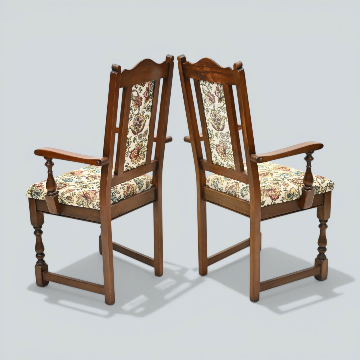 2 Old Charm Dining Chairs Carvers Solid Oak Tudor Brown Trellis FREE UK Delivery