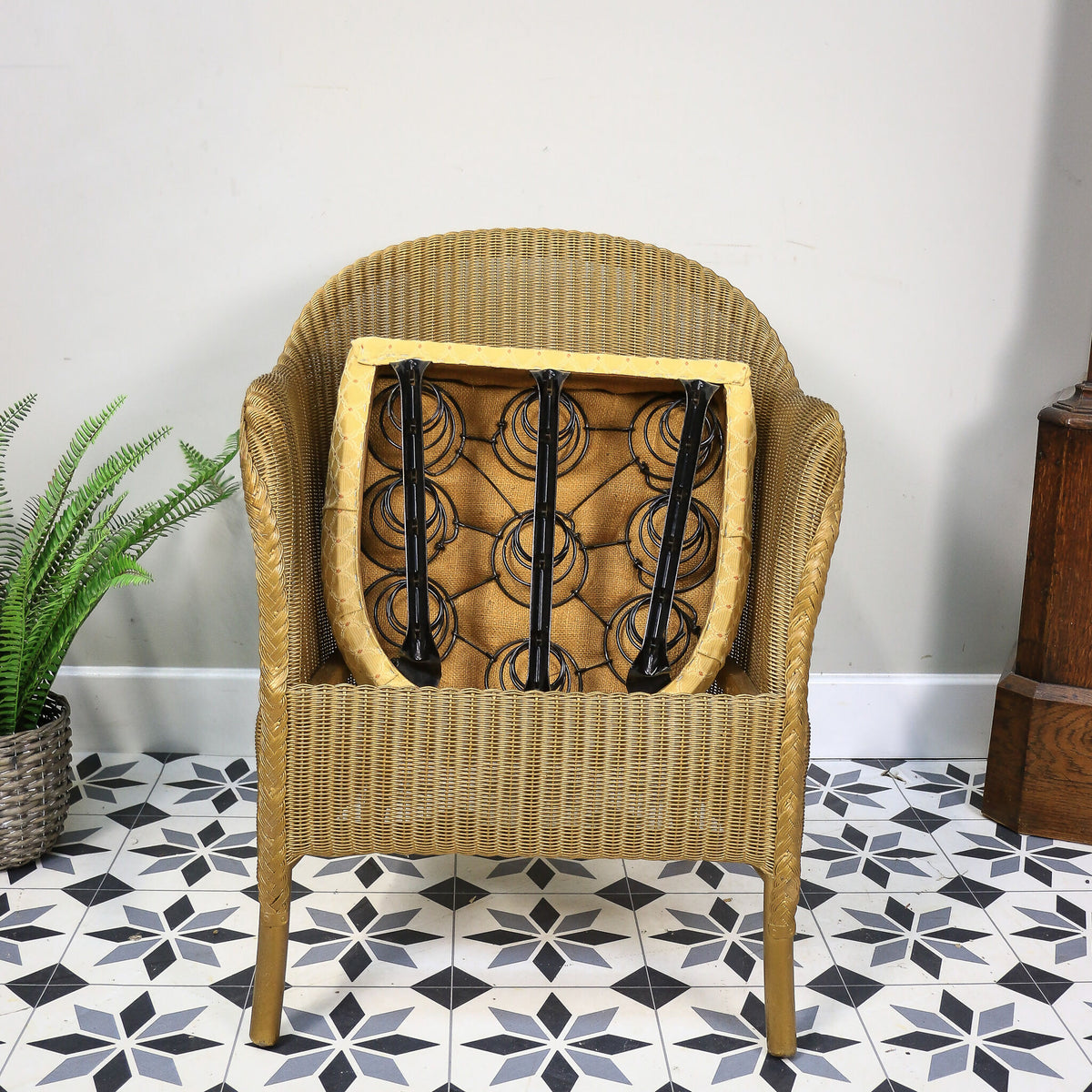 Lloyd Loom Lusty Woven Chair 1950s with Rare Sprung Seat